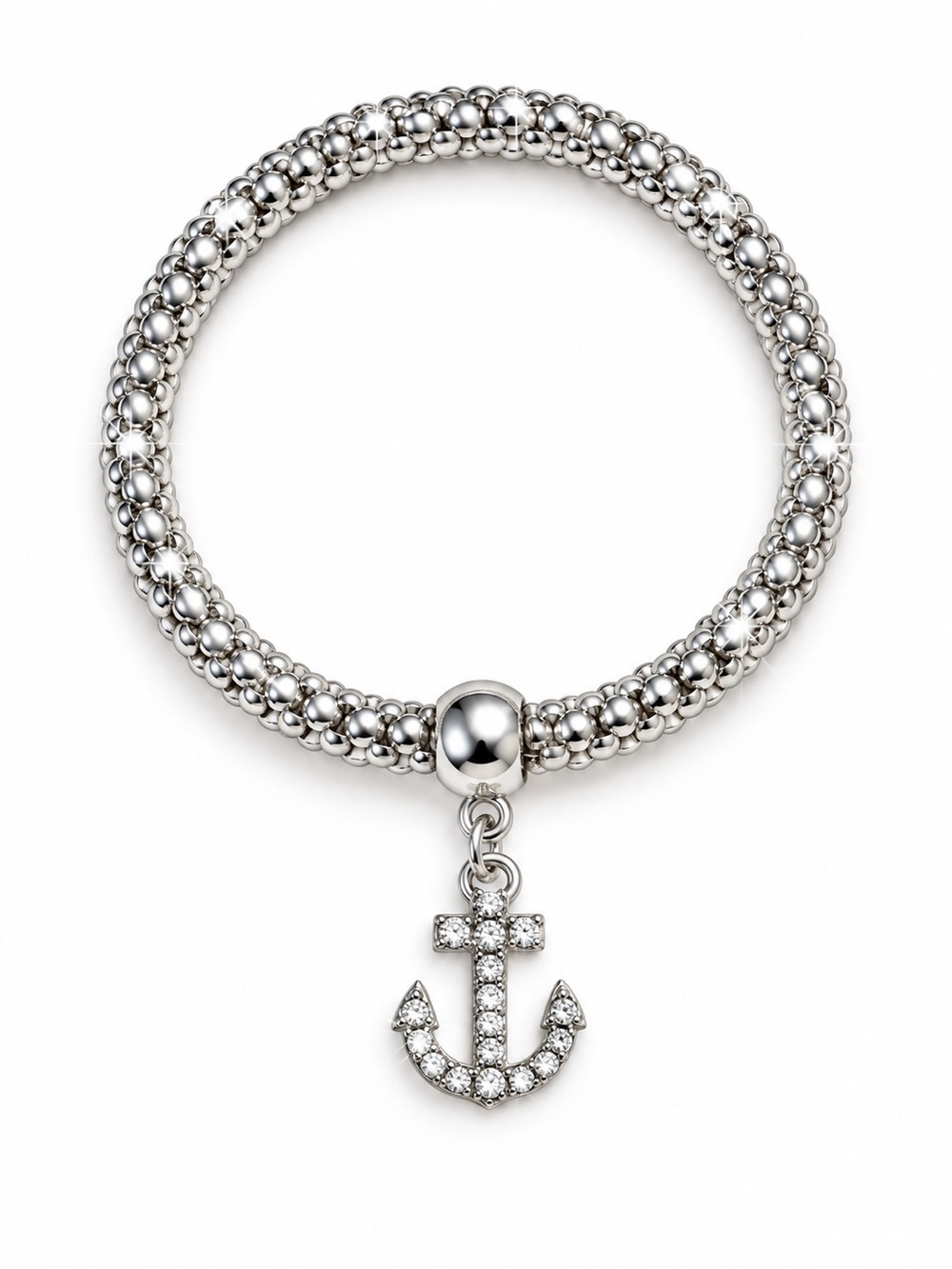 Silver Anchor Charm Stretch Bracelet • BRAND NEW